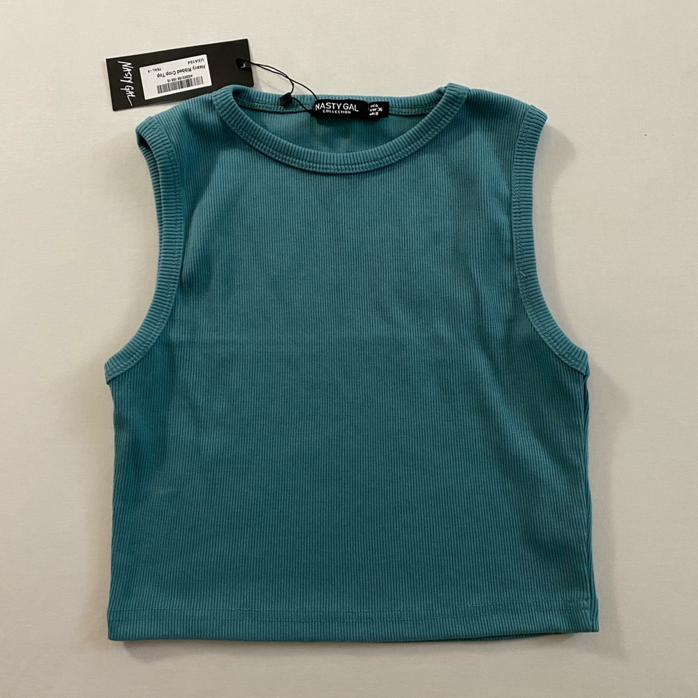 Nasty Gal Teal Heavy Ribbed Crop Top